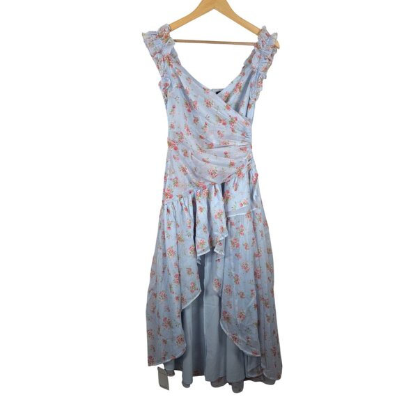 Abercrombie & Fitch Floral Maxi ruffle high low dress wedding guest sz SP - Picture 2 of 10
